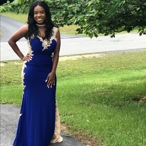 •Blue And Gold Prom dress. 
•Worn Once